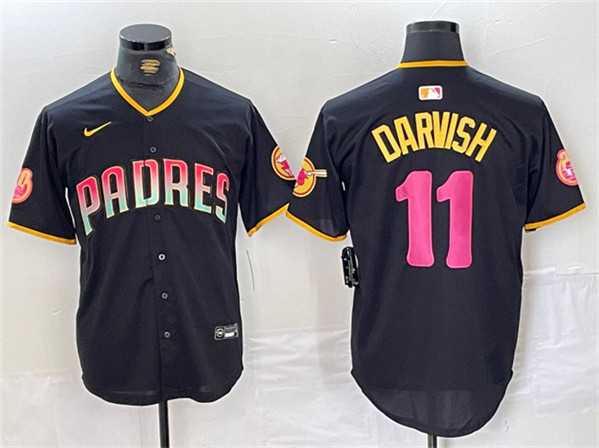 Mens San Diego Padres #11 Yu Darvish Black Cool Base Stitched Baseball Jersey